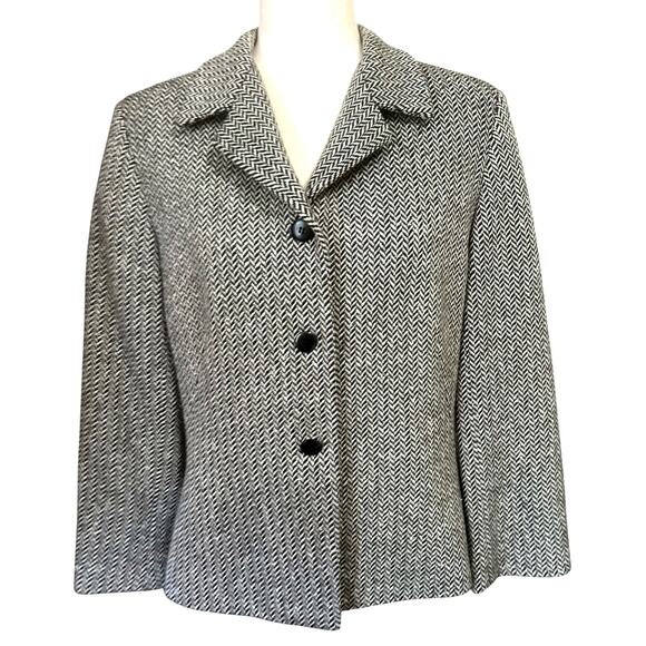 Talbots Blazer Wool Cashmere Blend Herringbone Jacket Women’s Petite 14 Career - Picture 1 of 10